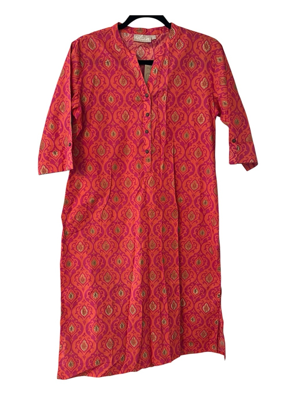Utsa Kurta Orange Pink Gold NWT Size Large